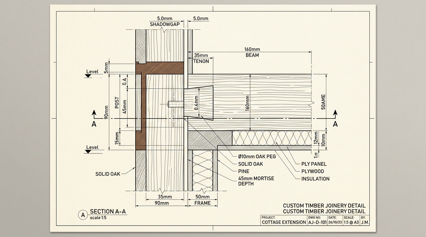 Architectural joinery technical CAD drawing